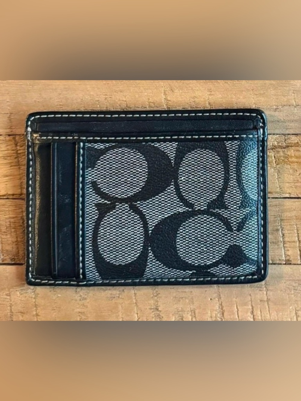 Coach Men's Black Monogram Signature Card Case